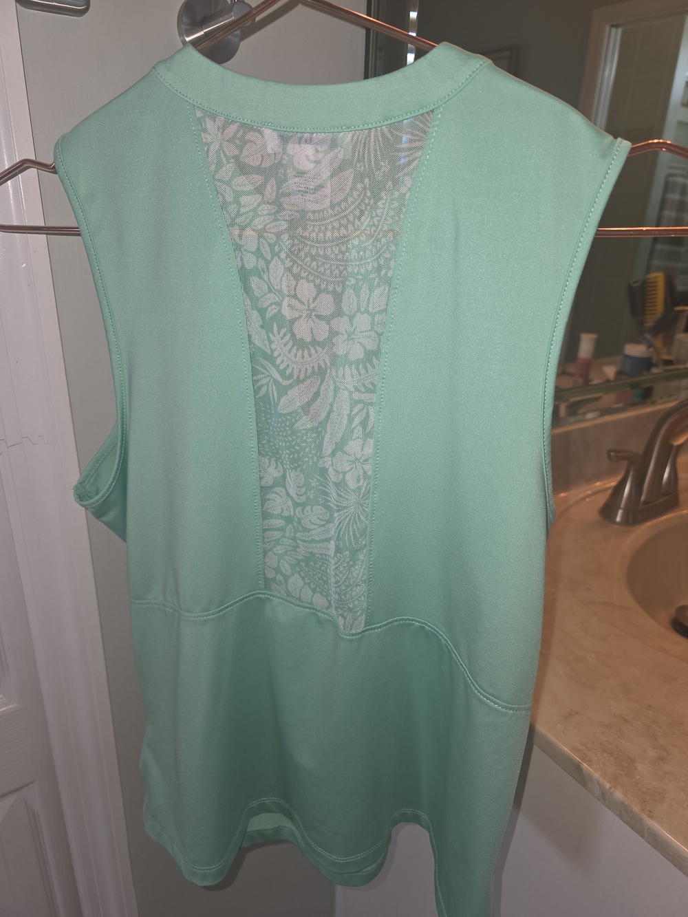 Tommy Bahama Mint Green Sleeveless Top with Lace Back Panel
